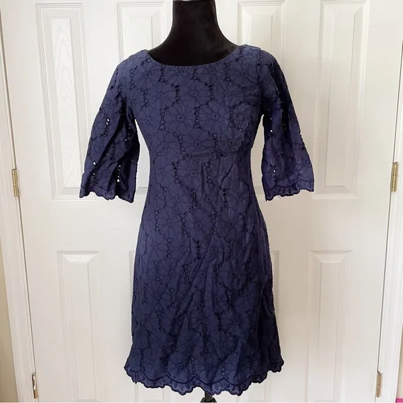 Lilly Pulitzer | Dresses | Lilly Pulitzer Navy Shayna Eyelet Knee Length  Dress Size 6 | Poshmark